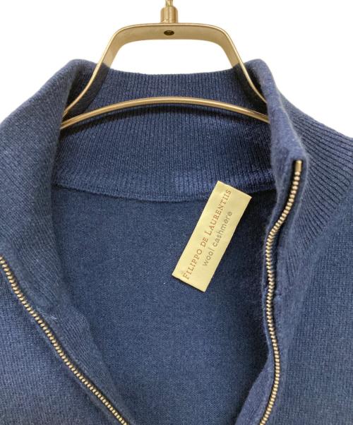 FILIPPO DE LAURENTIIS（フィリッポ・デ・ローレンティス）FILIPPO DE LAURENTIIS (フィリッポ・デ・ローレンティス) カシミヤ混ウールニットジャケット ブルー サイズ:50の古着・服飾アイテム