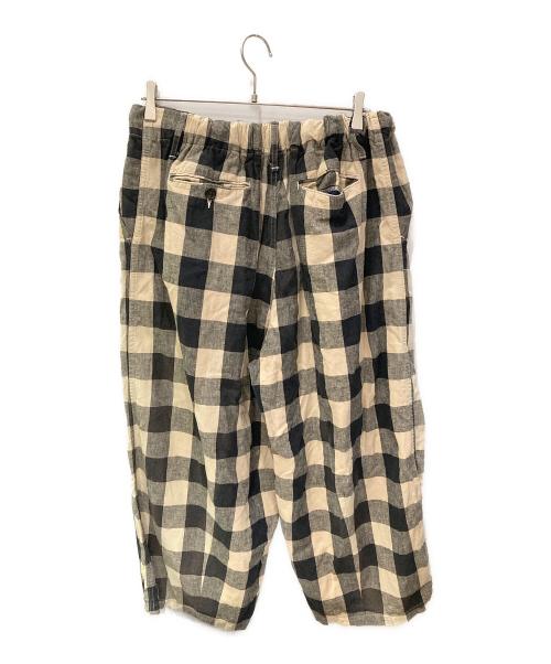 sillage（シアージ）sillage (シアージ) リネンコットンチェックサーキュラーパンツ ベージュ×ブラックの古着・服飾アイテム