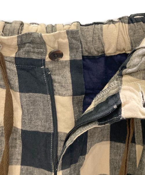 sillage（シアージ）sillage (シアージ) リネンコットンチェックサーキュラーパンツ ベージュ×ブラックの古着・服飾アイテム