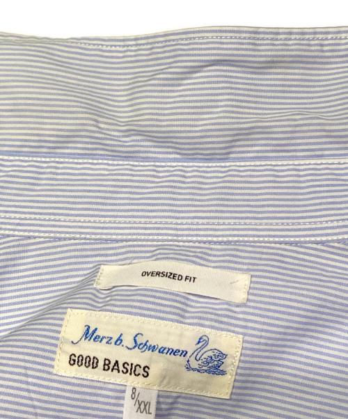 NIGEL CABOURN（ナイジェルケーボン）NIGEL CABOURN (ナイジェルケーボン) Merz b Schwanen (メルツベーシュヴァーネン) オーバーサイズストライプシャツ ブルー サイズ:XXLの古着・服飾アイテム