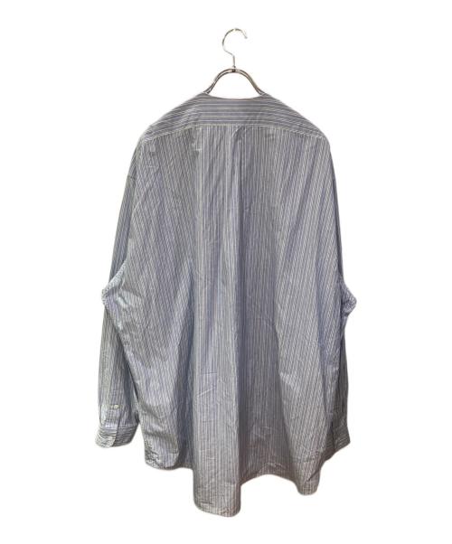 sillage（シアージ）sillage (シアージ) ノーカラーオーバーサイズストライプシャツ ブルー サイズ:FREEの古着・服飾アイテム