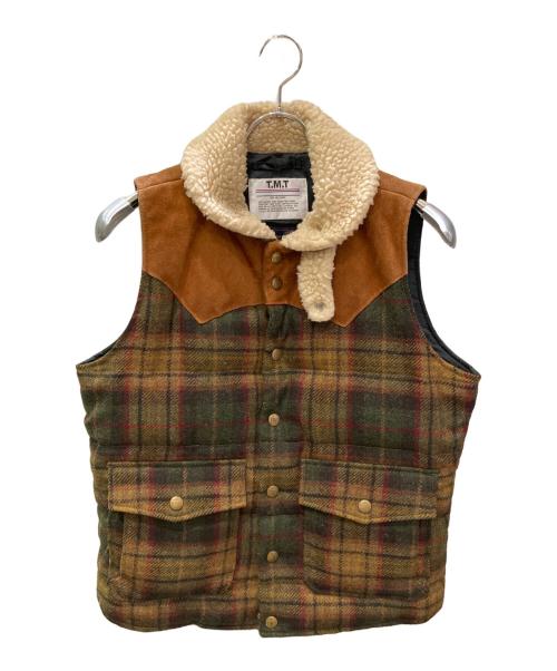 TMT（ティーエムティー）TMT (ティーエムティー) MOONツイードダウンベスト ブラウン サイズ:Sの古着・服飾アイテム