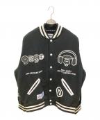 Aape BY A BATHING APE×9090エーエイプ バイ アベイシングエイプ×9090）の古着「プリントスウェットスタジャン」｜ブラック