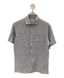 Glanshirt（グランシャツ）の古着「半袖リネンシャツ」｜ブルー×ホワイト