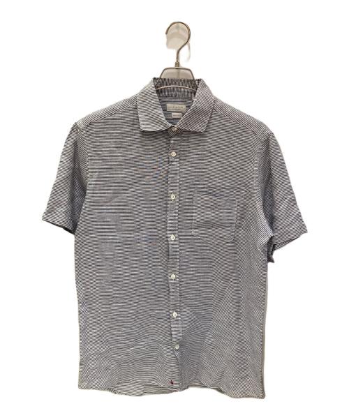 Glanshirt（グランシャツ）Glanshirt (グランシャツ) 半袖リネンシャツ ブルー×ホワイト サイズ:41-16の古着・服飾アイテム