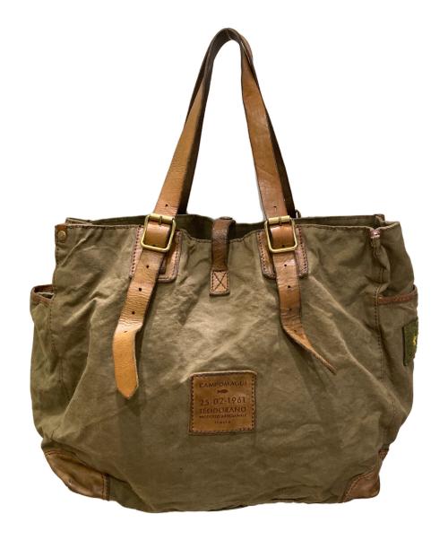 campomaggi（カンポマッジ）campomaggi (カンポマッジ) ヴィンテージ加工キャンバスバッグ オリーブの古着・服飾アイテム