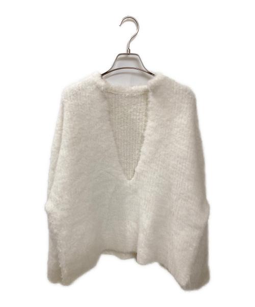 Whim Gazette（ウィムガゼット）Whim Gazette (ウィムガゼット) ニットVプルオーバー ホワイト サイズ:FREEの古着・服飾アイテム