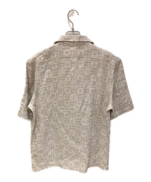 BANANA REPUBLIC（バナナリパブリック）BANANA REPUBLIC (バナナリパブリック) 刺繍リネン半袖シャツ ベージュ サイズ:Mの古着・服飾アイテム