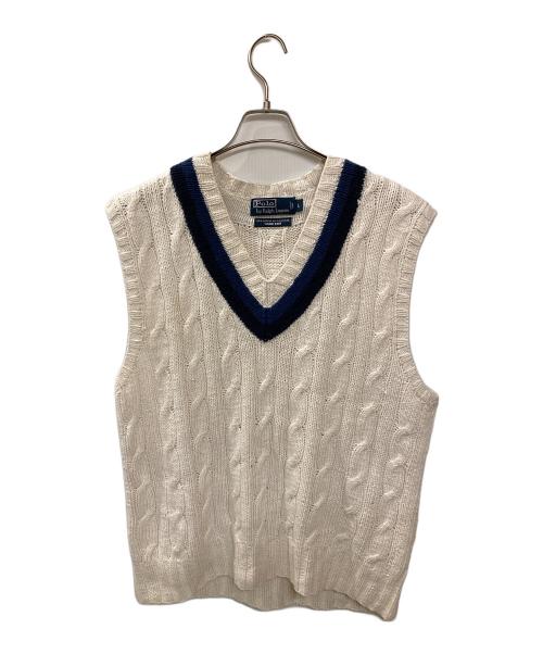 POLO RALPH LAUREN（ポロ・ラルフローレン）POLO RALPH LAUREN (ポロ・ラルフローレン) カシミヤ混ニットベスト ホワイト サイズ:Lの古着・服飾アイテム