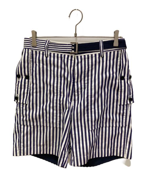 sacai（サカイ）sacai (サカイ) コットンストライプハーフパンツ ネイビー サイズ:1の古着・服飾アイテム