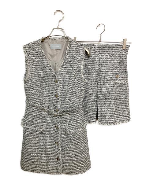 JILL BY JILLSTUART（ジル バイ ジルスチュアート）JILL BY JILLSTUART (ジル バイ ジルスチュアート) ツイードセットアップジレ ホワイト×ブラック サイズ:Mの古着・服飾アイテム