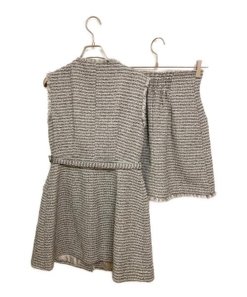 JILL BY JILLSTUART（ジル バイ ジルスチュアート）JILL BY JILLSTUART (ジル バイ ジルスチュアート) ツイードセットアップジレ ホワイト×ブラック サイズ:Mの古着・服飾アイテム