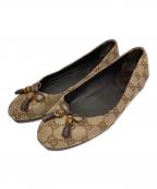 GUCCIグッチ）の古着「GGキャンバスフラットシューズ」｜ベージュ