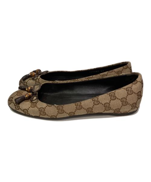 GUCCI（グッチ）GUCCI (グッチ) GGキャンバスフラットシューズ ベージュ サイズ:37の古着・服飾アイテム