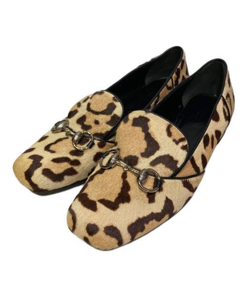 GUCCI（グッチ）GUCCI (グッチ) ホースビットハラコローファー ベージュ サイズ:38の古着・服飾アイテム