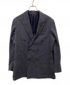 green label relaxingグリーンレーベルリラクシング）の古着「ハウンドトゥース 6ボタン ダブルブレストジャケット」｜グレー