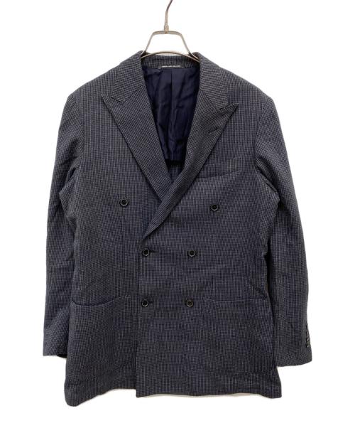 green label relaxing（グリーンレーベルリラクシング）green label relaxing (グリーンレーベルリラクシング) ハウンドトゥース 6ボタン ダブルブレストジャケット グレー サイズ:Mの古着・服飾アイテム