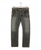 BURBERRY BLACK LABELバーバリーブラックレーベル）の古着「ダメージ加工デニムパンツ」｜ブラック