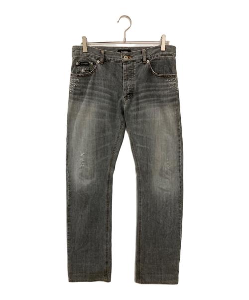 BURBERRY BLACK LABEL（バーバリーブラックレーベル）BURBERRY BLACK LABEL (バーバリーブラックレーベル) ダメージ加工デニムパンツ ブラック サイズ:76cmの古着・服飾アイテム