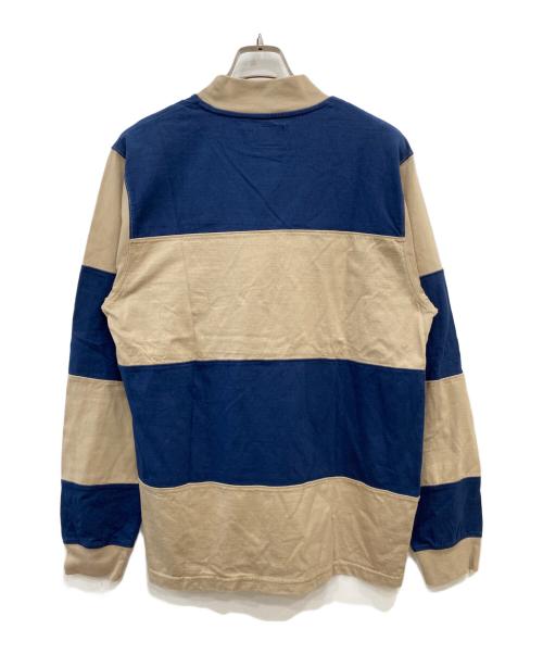 stussy（ステューシー）stussy (ステューシー) 裾ロゴ刺繍モックボーダーロンTee ブラウン×ブルー サイズ:Ⅿの古着・服飾アイテム