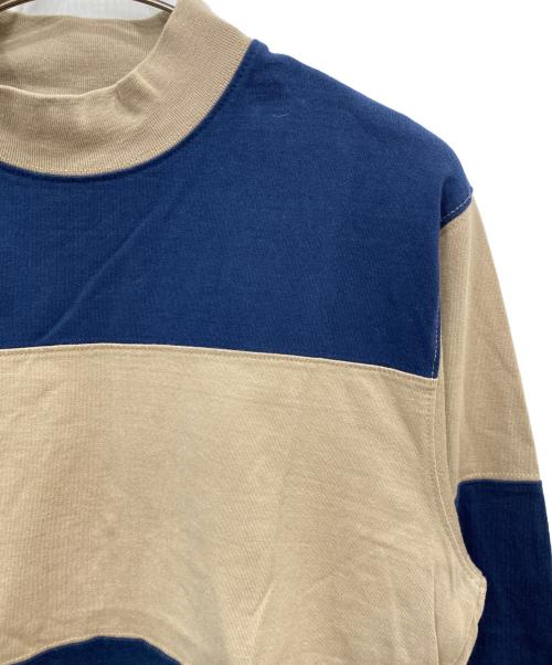 stussy（ステューシー）stussy (ステューシー) 裾ロゴ刺繍モックボーダーロンTee ブラウン×ブルー サイズ:Ⅿの古着・服飾アイテム