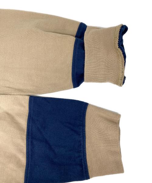 stussy（ステューシー）stussy (ステューシー) 裾ロゴ刺繍モックボーダーロンTee ブラウン×ブルー サイズ:Ⅿの古着・服飾アイテム