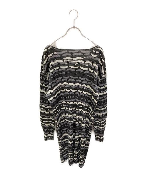 PLEATS PLEASE（プリーツプリーズ）PLEATS PLEASE (プリーツプリーズ) 総柄プリーツワンピース ブラック サイズ:3の古着・服飾アイテム