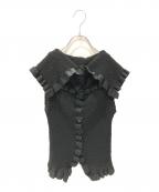 me ISSEY MIYAKEミーイッセイ ミヤケ）の古着「テープデザインフリルノースリーブトップス」｜ブラック