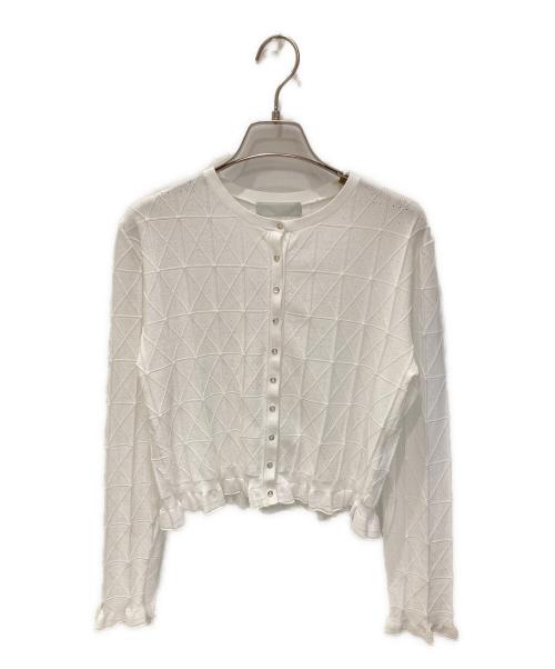 CELFORD（セルフォード）CELFORD (セルフォード) プレードニットカーディガン ホワイト サイズ:FREEの古着・服飾アイテム