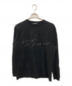 GROUND Yグラウンドワイ）の古着「かすれロゴプリント長袖Tシャツ」｜ブラック