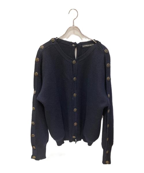 Y. PROJECT（ワイプロジェクト）Y. PROJECT (ワイプロジェクト) デザインニットカーディガン ネイビー サイズ:Lの古着・服飾アイテム