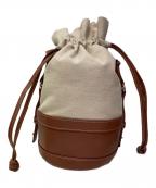 OHGAオオガ）の古着「キャンバスレザー巾着ショルダーバッグ」｜ベージュ