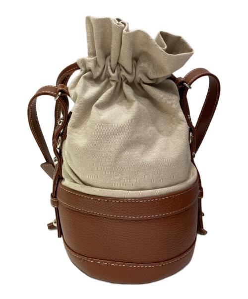 OHGA（オオガ）OHGA (オオガ) キャンバスレザー巾着ショルダーバッグ ベージュの古着・服飾アイテム