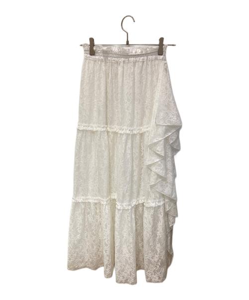 willfully（ウィルフリー）willfully (ウィルフリー) lace slit ruffle frill tiered skirt ホワイト サイズ:FREEの古着・服飾アイテム