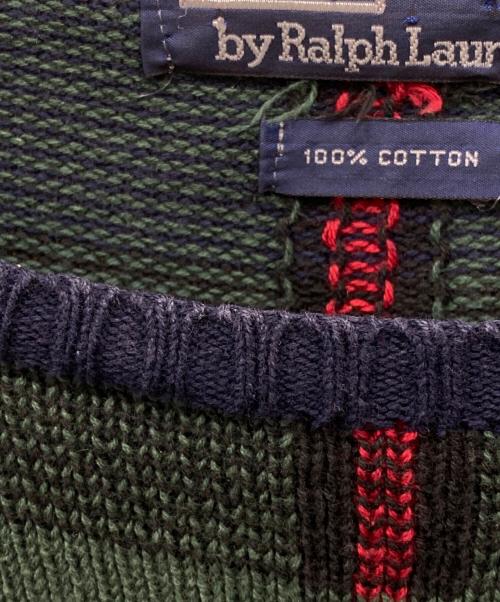 POLO RALPH LAUREN（ポロ・ラルフローレン）POLO RALPH LAUREN (ポロ・ラルフローレン) 古着チェックニット グリーン×ネイビー サイズ:Lの古着・服飾アイテム