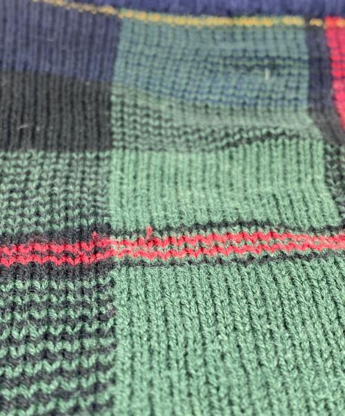 POLO RALPH LAUREN（ポロ・ラルフローレン）POLO RALPH LAUREN (ポロ・ラルフローレン) 古着チェックニット グリーン×ネイビー サイズ:Lの古着・服飾アイテム