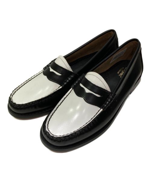 G.H.BASS（ジーエイチバス）G.H.BASS (ジーエイチバス) コインローファー ブラック×ホワイト サイズ:36 1/2の古着・服飾アイテム