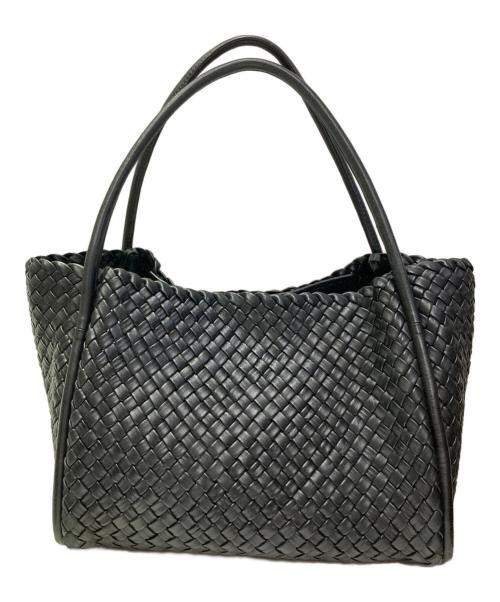 FALORNI（ファロルニ）FALORNI (ファロルニ) イントレチャートメッシュレザートートバッグ ブラックの古着・服飾アイテム