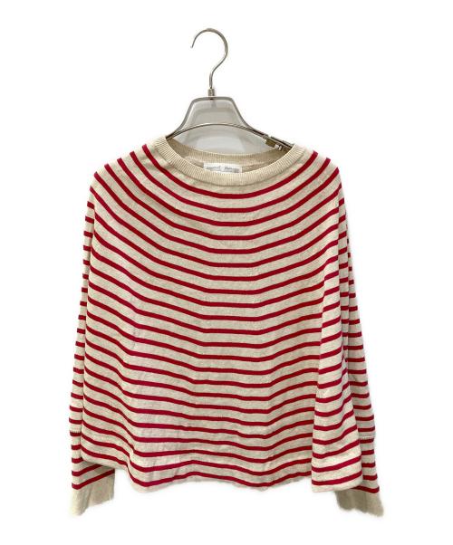 BEARDSLEY（ビアズリー）BEARDSLEY (ビアズリー) マルボーダーニット ベージュ×レッド サイズ:FREEの古着・服飾アイテム