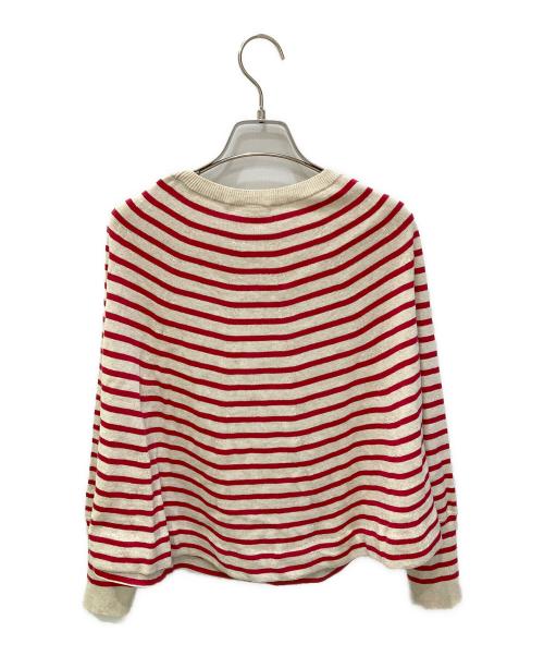 BEARDSLEY（ビアズリー）BEARDSLEY (ビアズリー) マルボーダーニット ベージュ×レッド サイズ:FREEの古着・服飾アイテム