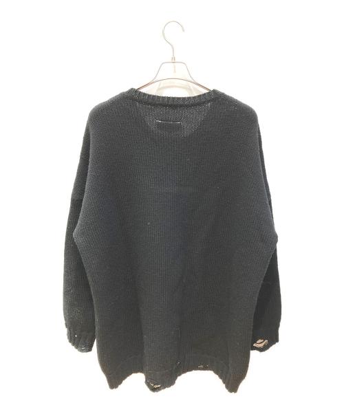 MM6 Maison Margiela（エムエムシックスメゾンマルジェラ）MM6 Maison Margiela (エムエムシックスメゾンマルジェラ) クラッシュ加工クルーネックセーター ブラック サイズ:Mの古着・服飾アイテム