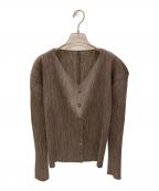 PLEATS PLEASEプリーツプリーズ）の古着「プリーツカーディガン」｜ブラウン