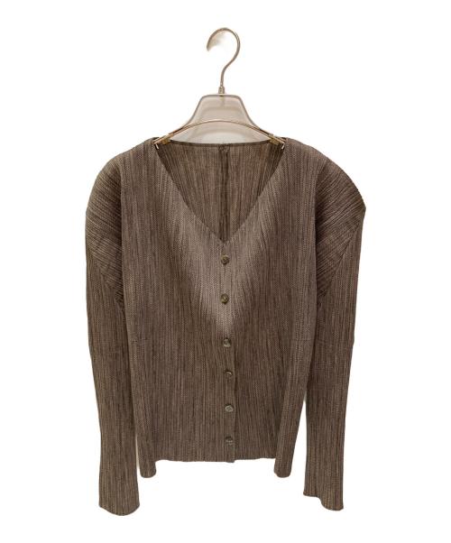 PLEATS PLEASE（プリーツプリーズ）PLEATS PLEASE (プリーツプリーズ) プリーツカーディガン ブラウン サイズ:34の古着・服飾アイテム