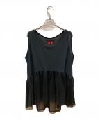 EB EIKO KONDOエターナルブレイズ エイコ コンドウ）の古着「メッシュチュールドッキングノースリーブカットソー」｜ブラック