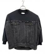 Ameriアメリ）の古着「ブラックデニム切替スウェット」｜ブラック