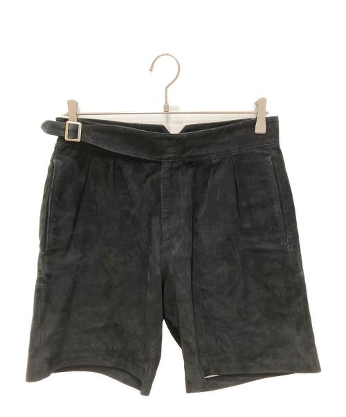 Cinquanta（チンクワンタ）Cinquanta (チンクワンタ) ゴートスウェードタックハーフパンツ ブラック サイズ:44の古着・服飾アイテム