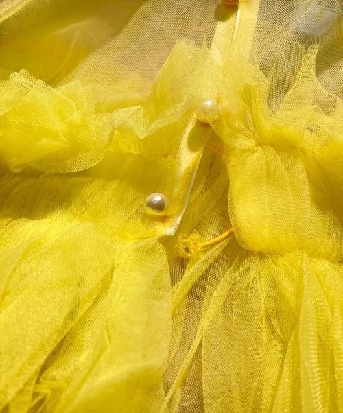 VIVIANO（ヴィヴィアーノ）VIVIANO (ヴィヴィアーノ) チュールブラウス イエロー サイズ:Mの古着・服飾アイテム