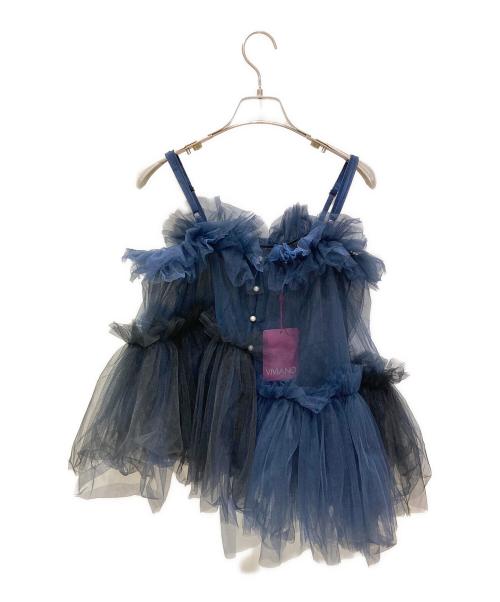 VIVIANO（ヴィヴィアーノ）VIVIANO (ヴィヴィアーノ) チュールキャミソールブラウス ネイビー サイズ:Sの古着・服飾アイテム