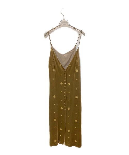 Ameri（アメリ）Ameri (アメリ) GLITTER EMBROIDERY VELOUR LONG TOP ブラウン サイズ:Mの古着・服飾アイテム