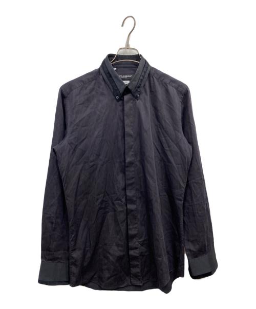 DOLCE & GABBANA（ドルチェ＆ガッバーナ）DOLCE & GABBANA (ドルチェ＆ガッバーナ) ストライプシャツ ブラック サイズ:SIZE 40の古着・服飾アイテム